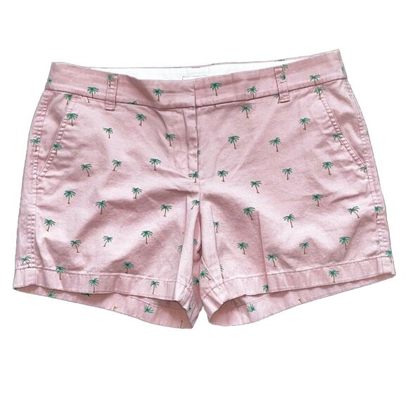 J Crew Shorts Womens 10 Pink Preppy Pocket Chino Ladies Casual Palm Tree 🌴 - Picture 1 of 6
